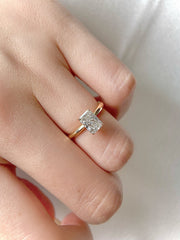 Radiant Cut 1 carat E Color VVS2 Clarity Lab Grown Diamond Engagement Ring Low Set Diamond Ring 1CT 18K Yellow Gold Ring