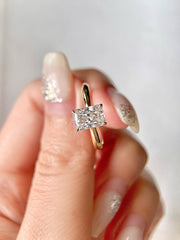 Radiant Cut 1 carat E Color VVS2 Clarity Lab Grown Diamond Engagement Ring Low Set Diamond Ring 1CT 18K Yellow Gold Ring